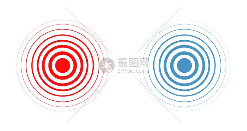 卡通红蓝靶子矢量插图图片