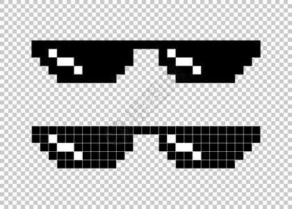 透明背景上的像素黑色眼镜图片素材