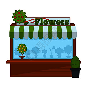 鲜花摊位卉市场矢量图标图片
