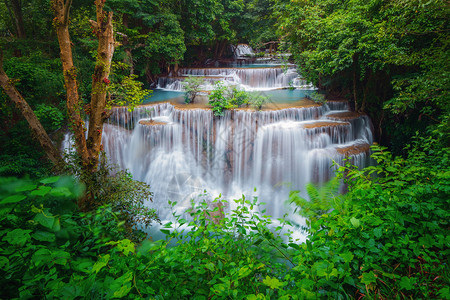 HuayMaeKhaminWaterfallKanchanaburi地区自然景观位于泰国用度假和旅行游景点图片