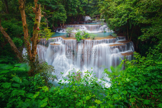 HuayMaeKhaminWaterfallKanchanaburi地区自然景观位于泰国用度假和旅行游景点图片