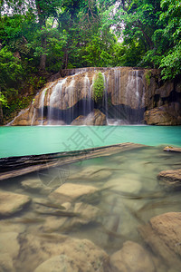 ErawanWaterfallKanchanaburi地区自然景观位于泰国用度假旅行和游景点图片