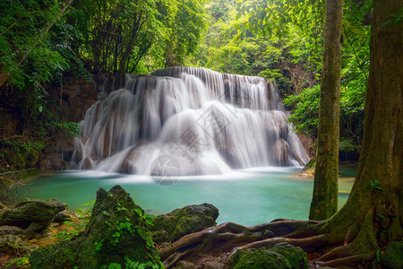 HuayMaeKhaminWaterfallKanchanaburi地区自然景观位于泰国用度假和旅行游景点图片