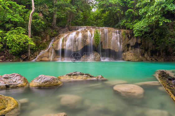 ErawanWaterfallKanchanaburi地区自然景观位于泰国用度假旅行和游景点图片