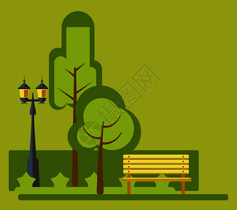 森林景观灯插画_森林景观灯卡通_森林景观灯插图_手绘_板绘_摄图网