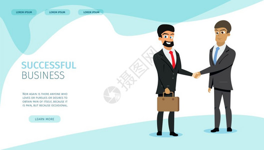成功的商业平板供应网络封条两个微笑的商人在交易后握手的现场模板满意的伙伴签署合同说明图片