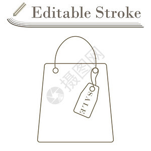 带有销售标签图的购物袋可编辑的斯特罗克简单设计矢量说明图片
