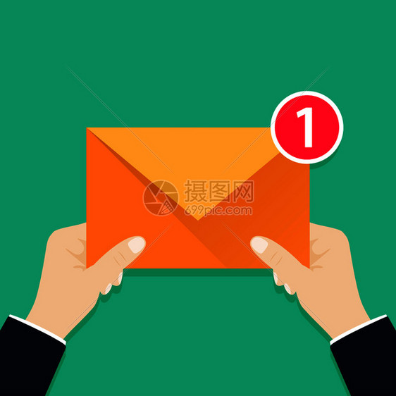 我有一个消息要给你手持信封件电子邮概念新的收到信息Eps10手持信封电子邮件概念新的图片