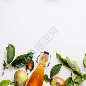 苹果醋和新鲜平地文本空间发酵食品概念苹果醋和新鲜文本空间图片