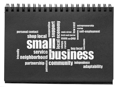 小企业概念孤立的黑纸草图手册中的字云图片