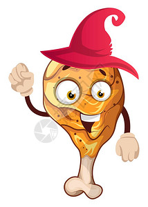 牛崽骨戴帽子插图白色背景的矢量插画