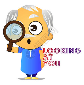 老人签手背影老人看着你插图向量白色背景插画