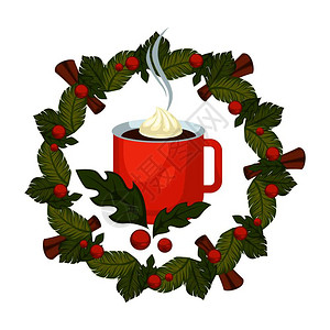 圣诞快乐热咖啡饮料棉花糖肉桂图片