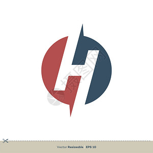 哈佛hh字母矢量逻辑模版说明设计矢量eps10插画