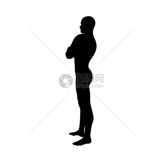 站立的男人剪影矢量插图