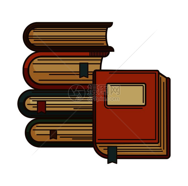 带有书签的籍用于文学阅读和诗歌写作用于书店或旧文献图馆设计的矢量孤立图标带有书签矢量图标的籍用于诗歌文学或书店和图馆设计图片