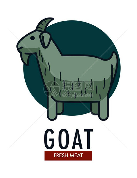 山羊鲜肉促销徽章与家畜一起的山羊鲜肉促销徽章图片