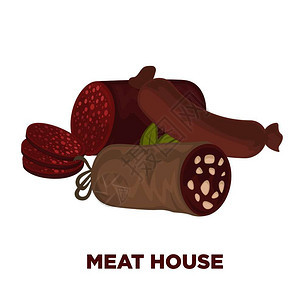 香肠辣椒猪肉香肠或店食的香肠辣椒和猪肉香肠类的矢量孤立图标图片