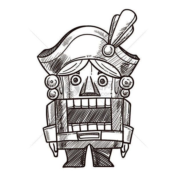 卡通手绘胡桃夹子矢量插图