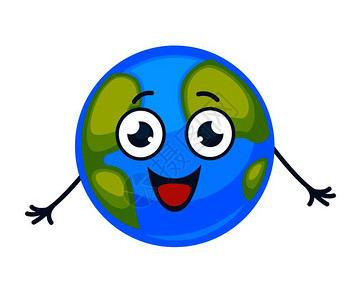 矢量孤立地球图标用手和眼睛微笑孩子设计地球行星笑量矢卡通字符插画