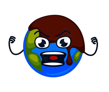 皱皱愤怒的地球星覆盖着一层泥土污染问题煽动海报脸面表露出负情绪的