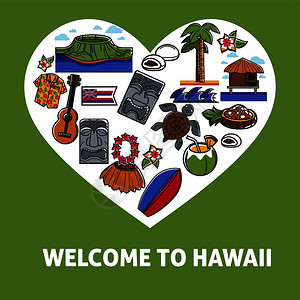 卡通夏威夷旅游元素宣传设计图片