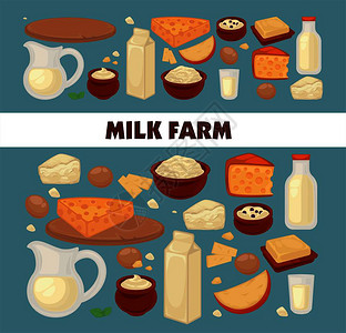 牛奶农场促销海报上面贴有美味奶制品牛农场促销海报图片