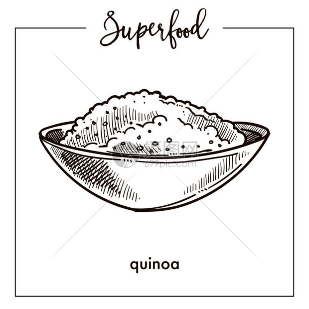 插画 其他 由百草枯构成的美味和健康食品富营养的粥白色背景上的卡通