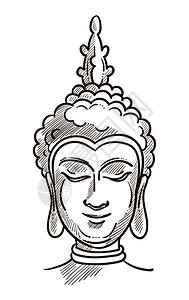 BudhaAsia宗教特征为单色素描大纲手画佛教首创人SiddarthaGautama的图像平静状态下的SiddarthaGau图片