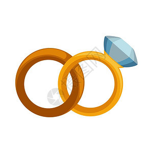 金婚和订戒指与钻石新娘夫妇作为永恒爱情象征的符号附件结婚仪式的贵重珠宝孤立的卡通矢量插图金婚和与钻石的订戒指图片