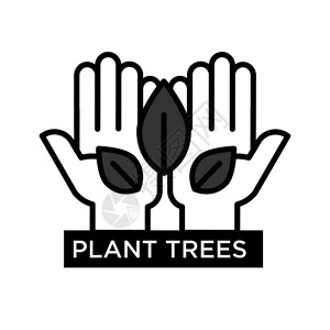 植物树木生动的态海报手握着的植物树木留下孤立的卡通平板矢量插图节省环境提高氧气广告标语的质量手握叶子的植物树图片
