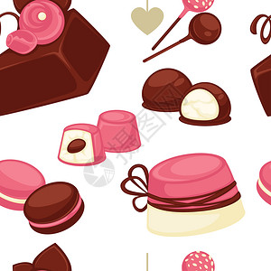 果汁和饼干巧克力棉花糖甜食无缝模式食物媒介巧克力霜冻和玻璃制品的糖果和可口味的糕点自制派和蛋糕饼干美味的巧克力食物形式媒介图片