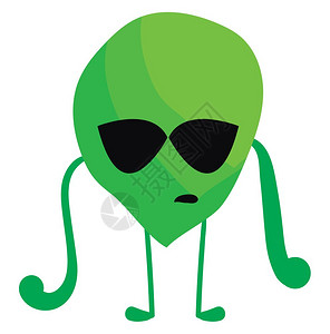 戴口罩侧面身戴太阳镜插图白色背景的向量外星人插画