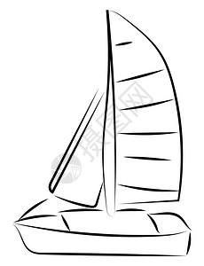 仰视帆船帆船草图插白色背景的矢量插画