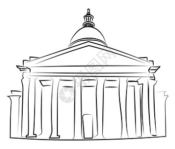国会武馆白宫草图插白色背景的矢量插画