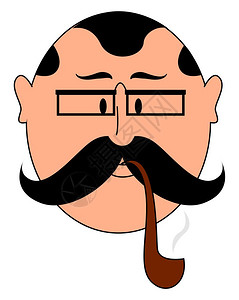 抽着烟的老人.长着大胡子抽烟的人说明白色背景的矢量插画