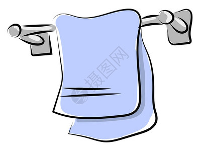 酒店清洁浴室的蓝毛巾插图白色背景的矢量插画