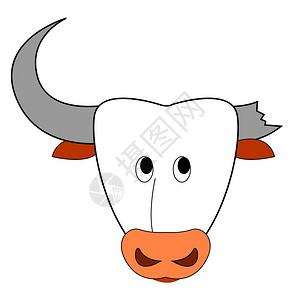 藏族牛角牛角插图白色背景的矢量插画