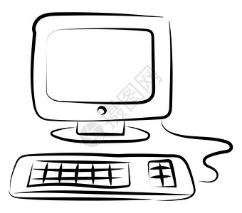 商业街区电脑素描插图白色背景的矢量插画