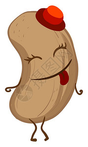 微笑 人物带红帽子的快乐花生插图白背景的矢量插画