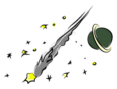 月亮剖面白色背景的空间陨石插图矢量插画