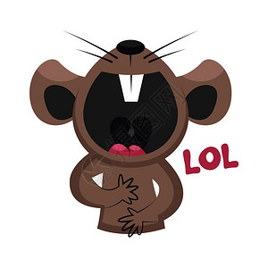 卡通棕鼠棕鼠笑出白色背景的大声矢量插图插画