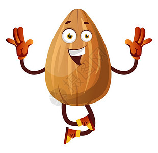 坚果查出快乐的杏仁跳出欢插图白背景的矢量插画