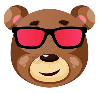 身上,熊身上戴太阳镜插图白色背景的矢量插画
