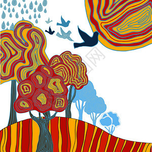 AudumunSlaych彩色设计背景树图片