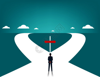 城市夜景道路两条公路前面的商人概念业说明矢量公寓插画