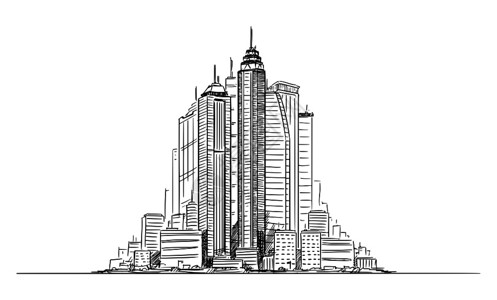 素描公司大楼插画