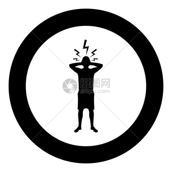 黑色椭圆形男人抱头矢量设计元素图片