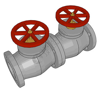 心血管双红色球阀插图白背景矢量插画