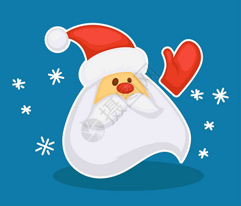 新年的圣诞老人戴着帽子的圣诞老人挥舞着手的传人雪和花欢迎老年人的姿态冬季节日庆祝活动有胡子的圣诞老人新年的圣诞老人图片